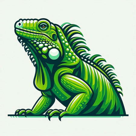 Green iguana isolated on white background. Vector illustration for your designのイラスト素材