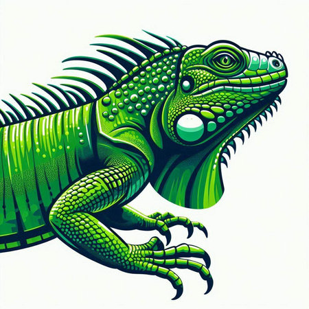 Green iguana on a white background. Vector illustration for your designのイラスト素材