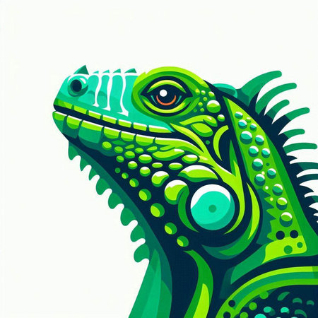 Green iguana on a white background. Vector illustration for your designのイラスト素材