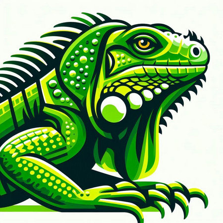 Green iguana on a white background. Vector illustration for your designのイラスト素材
