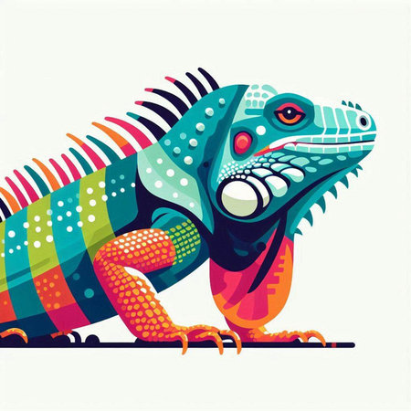 Colorful iguana isolated on a white background. Vector illustration.のイラスト素材