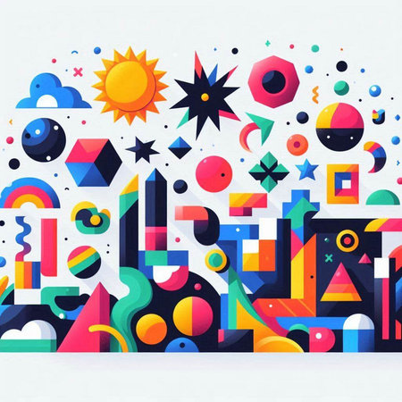 Abstract geometric background with colorful shapes. Vector illustration for your design.のイラスト素材