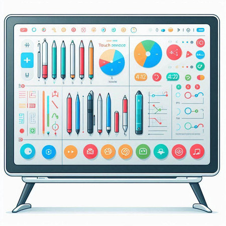 Pencils and pens on a white background. Vector illustration.のイラスト素材