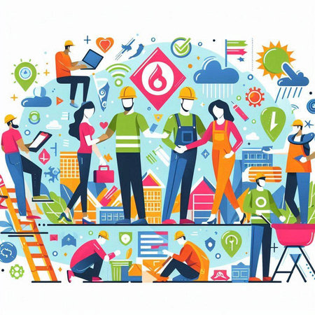 Vector illustration of Teamwork concept. Teamwork, collaboration, cooperation, partnership, teamwork, brainstorming.のイラスト素材