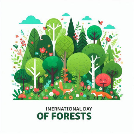International Day of Forests. Vector Illustration for your design.のイラスト素材