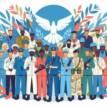 Vector illustration of a group of people of different nationalities and professionsのイラスト素材