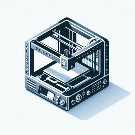 3d printer on a white background. 3d isometric illustration