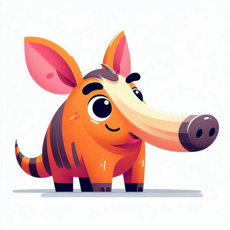 Cute cartoon funny smiling little rhinoceros. Vector illustration.のイラスト素材