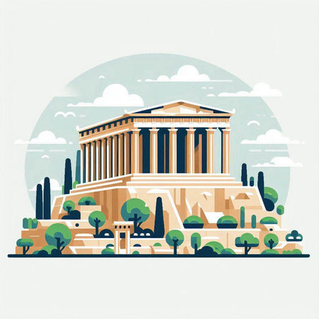 Athens, Greece. Famous landmark. Vector illustration in flat styleのイラスト素材