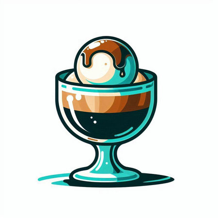 Coffee cup with ice cream isolated on white background. Vector illustration.のイラスト素材