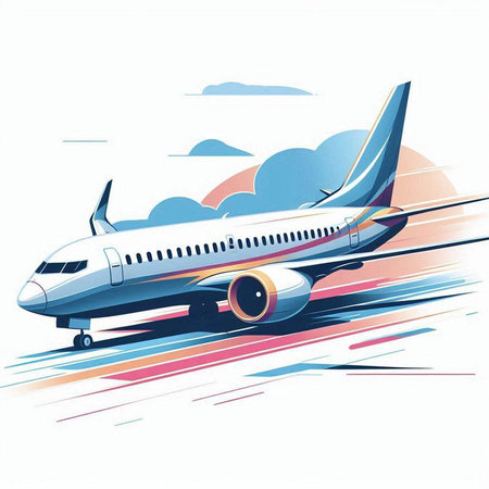Airplane in the sky. Vector illustration. Clip-art.