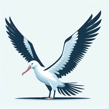 Flying stork. Vector illustration of a flying stork with open wings.のイラスト素材