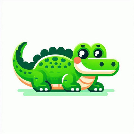 Cute crocodile cartoon character. Vector illustration isolated on white background.のイラスト素材