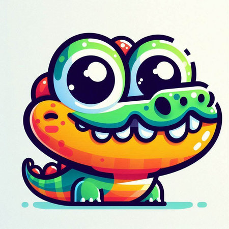 Cute cartoon crocodile. Vector illustration of a crocodile.のイラスト素材
