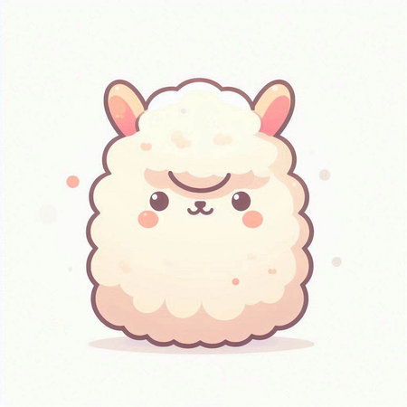 Cute cartoon sheep character. Vector illustration of a cute white sheep.のイラスト素材