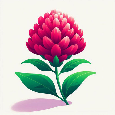 Illustration of a red clover flower on a white background.のイラスト素材
