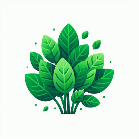 Green leaves icon isolated on white background. Vector illustration. Eps 10.のイラスト素材