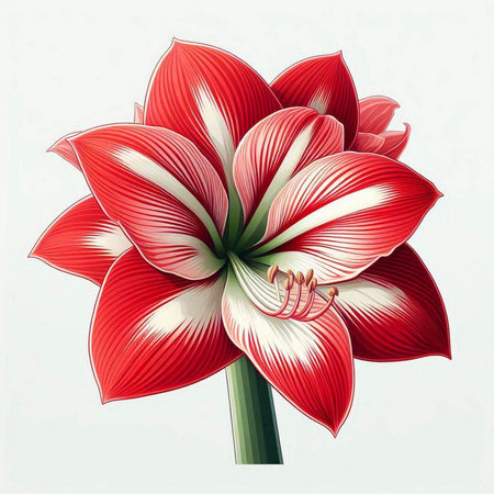 Hippeastrum (amaryllis) flower vector illustrationのイラスト素材