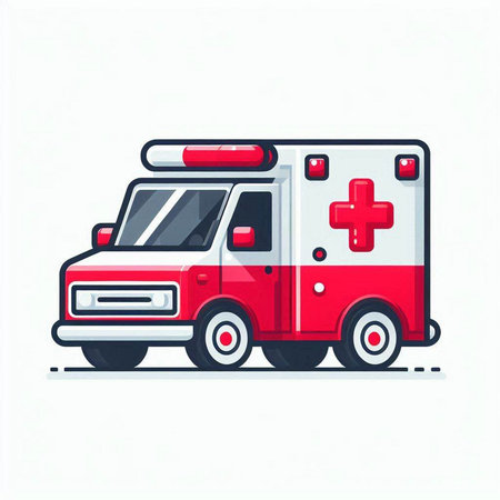 Ambulance car. Ambulance vehicle. Vector illustration.のイラスト素材