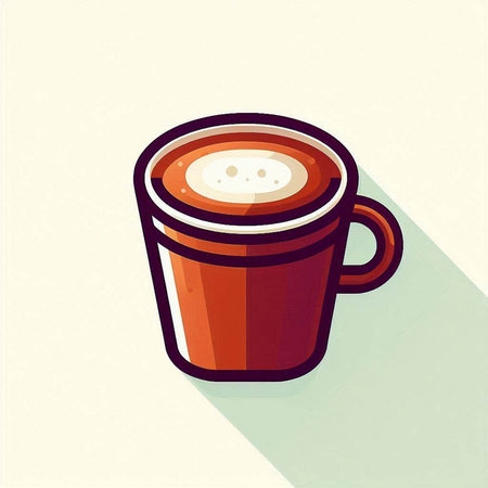 Coffee cup icon in flat design style. Vector illustration.のイラスト素材