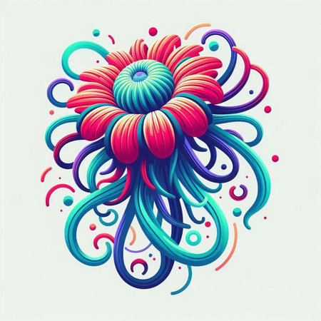 abstract flower with colorful swirls on white background, vector illustrationのイラスト素材