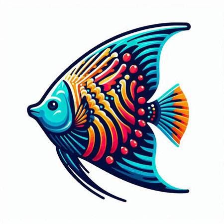 Illustration of a fish on a white background, vector illustration.のイラスト素材