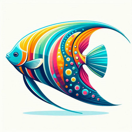 Colorful fish on a white background. Vector illustration of a fish.のイラスト素材
