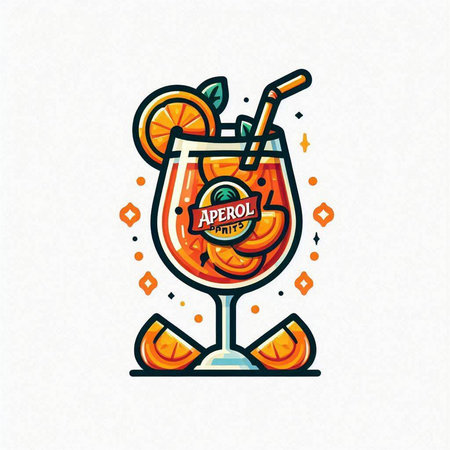Cocktail with orange, lemon and ice. Vector illustration.のイラスト素材