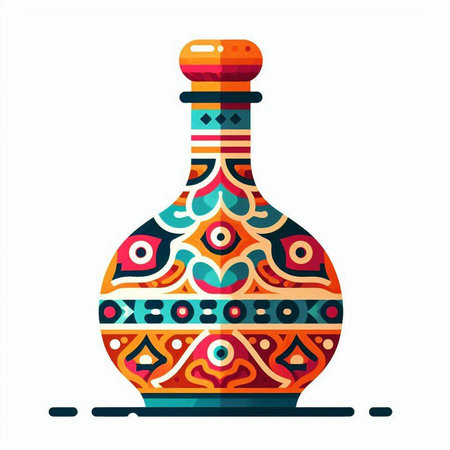 Colorful bottle with ornament. Isolated on white background. Vector illustration.のイラスト素材