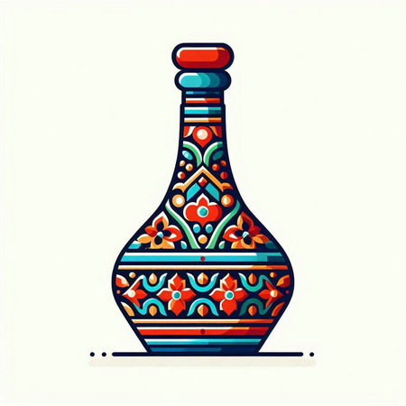 Colorful vector vase in ethnic style isolated on white background.のイラスト素材