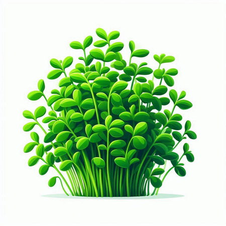 Microgreens. Sprouts of a healthy plant. Vector illustration.のイラスト素材