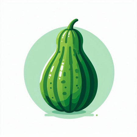 Illustration of a green pumpkin on a white background. Vector illustration.のイラスト素材
