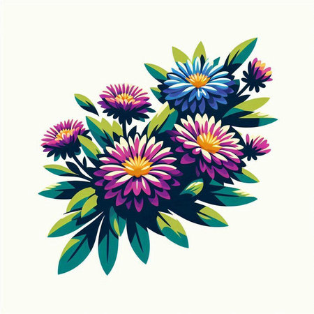 Flower bouquet with chrysanthemum. Vector illustration.のイラスト素材