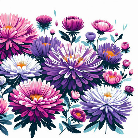 Beautiful floral background with chrysanthemums. Vector illustration.のイラスト素材