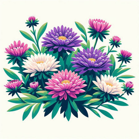 Flower bouquet with chrysanthemum. Vector illustration.のイラスト素材