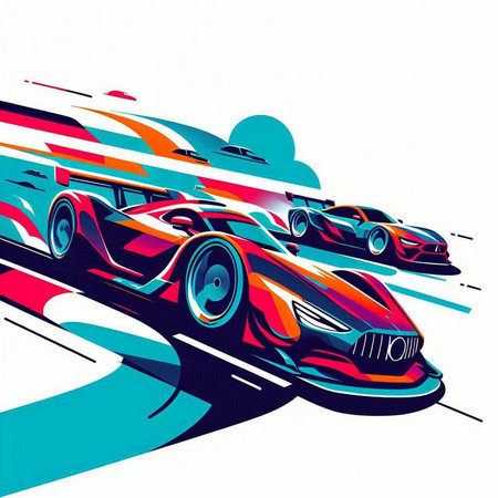 Sport car racing on a race track. Vector illustration for your designのイラスト素材
