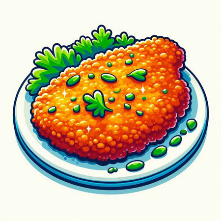 Illustration of salmon caviar on a plate. Vector illustration.のイラスト素材