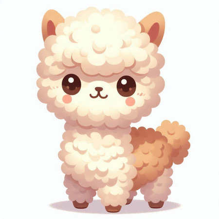 Cute cartoon alpaca isolated on white background. Vector illustration.のイラスト素材