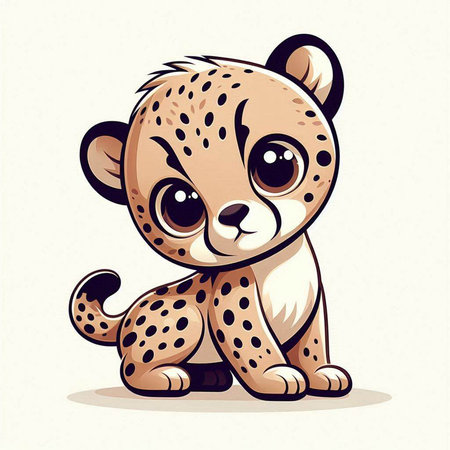 Cute baby cheetah with big eyes. Vector illustration.のイラスト素材