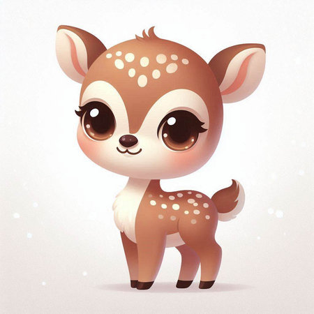 Cute cartoon baby deer on a white background. Vector illustration.のイラスト素材