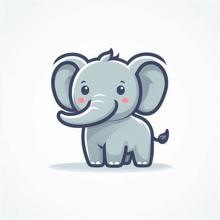 Cute baby elephant isolated on a white background. Vector illustration.のイラスト素材