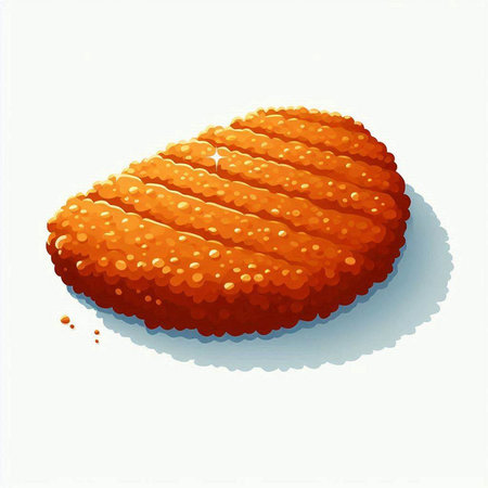 Illustration of a cookie with a shadow on a white background.