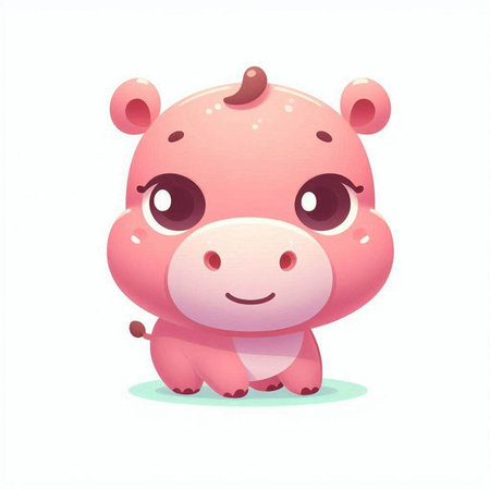 Cute cartoon hippo isolated on white background. Vector illustration.のイラスト素材