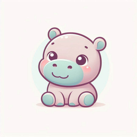Cute hippo. Vector illustration in cartoon style on white background.のイラスト素材