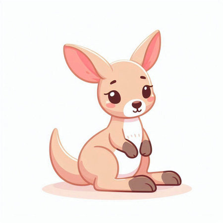 Kangaroo cartoon character. Cute kangaroo vector illustrationのイラスト素材