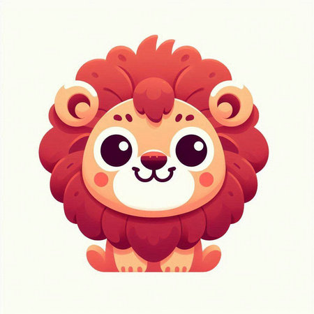 Cute cartoon lion. Vector illustration. Cute animal character.のイラスト素材