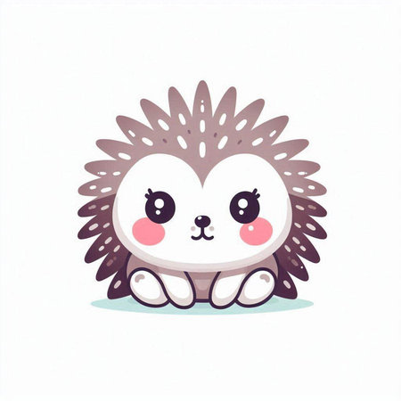 Cute cartoon hedgehog. Vector illustration isolated on white background.のイラスト素材