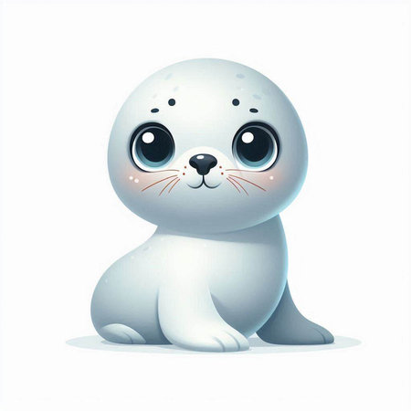 Cute baby seal on a white background. Vector cartoon illustration.のイラスト素材