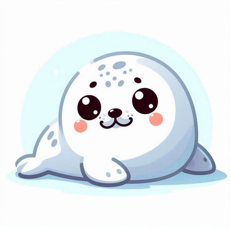 Cute baby seal. Vector illustration in cartoon style on white background.のイラスト素材