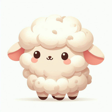Cute cartoon sheep. Vector illustration isolated on a white background.のイラスト素材
